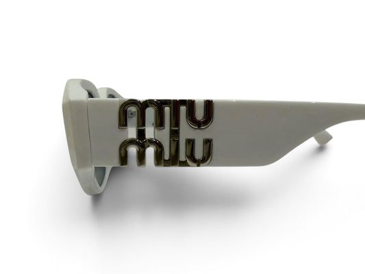Miu Miu Bold White Square Frame Sunglasses