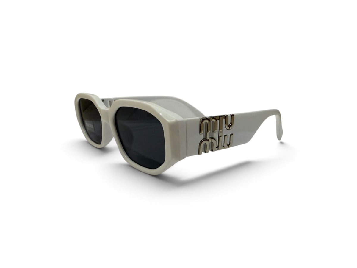 Miu Miu Bold White Square Frame Sunglasses