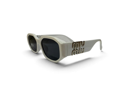 Miu Miu Bold White Square Frame Sunglasses
