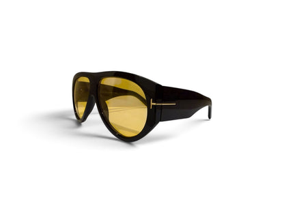 Tom Ford Oversized Amber Lens Aviator Sunglasses